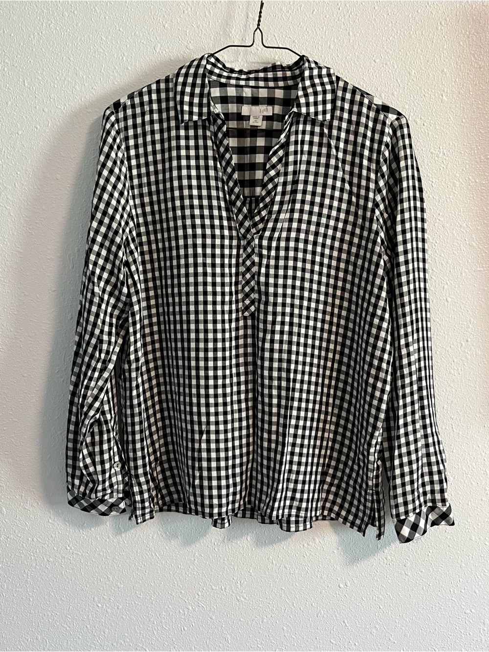 J. Jill Black and White Gingham Women's Blouse Size XS